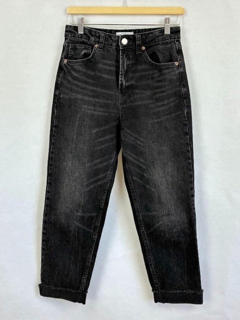 Zara Straight Leg Ankle Jeans Raw Hem High Rise Casual Stretch Preppy Classic 2
